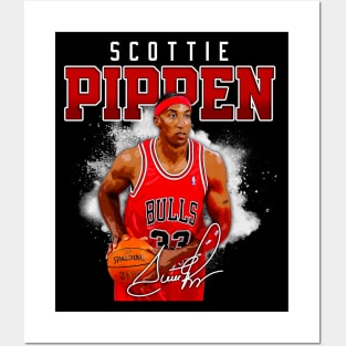 Scottie Pippen Basketball Legend Signature Vintage Retro 80s 90s Bootleg Rap Style Posters and Art